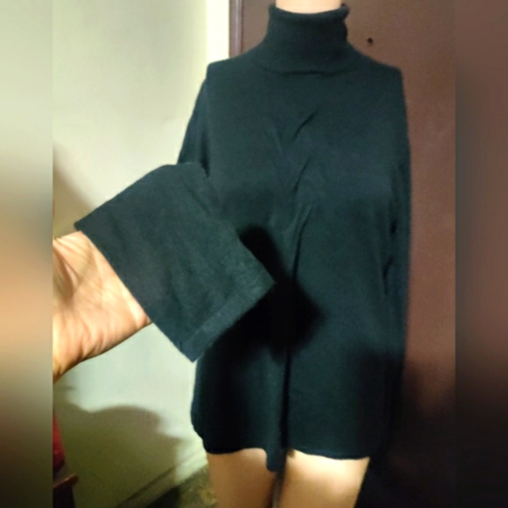 Neiman Marcus  turtleneck sweater new crisscross front Silk Blend black sz XL
